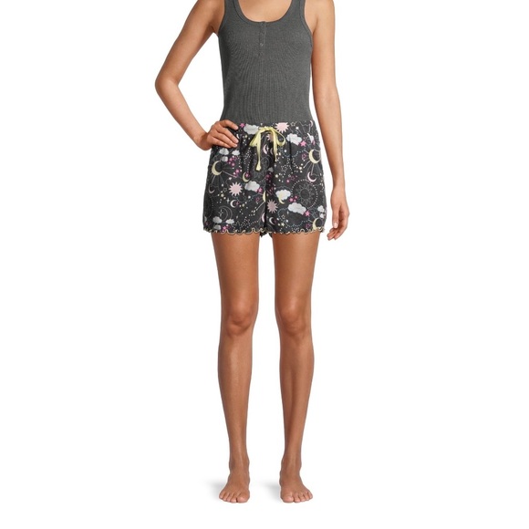 WOMEN’S SLEEP DRAWSTRING MID-RISE RELAXED FIT SIDE POCKET SHORTS - Picture 3 of 6